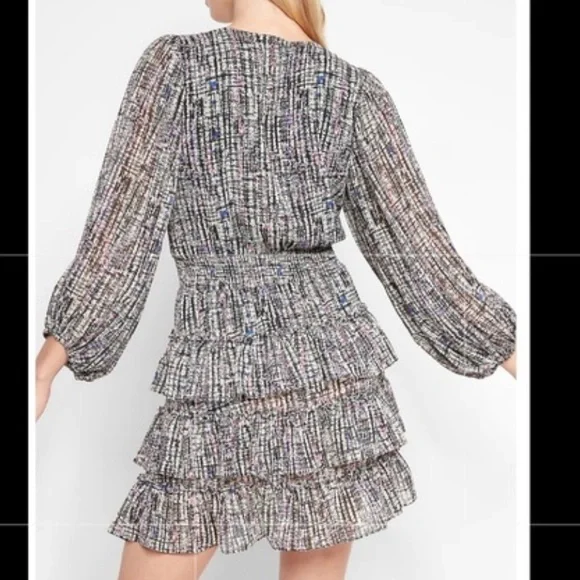 Express V-Neck Tiered Skirt Mini Dress - Picture 3 of 7